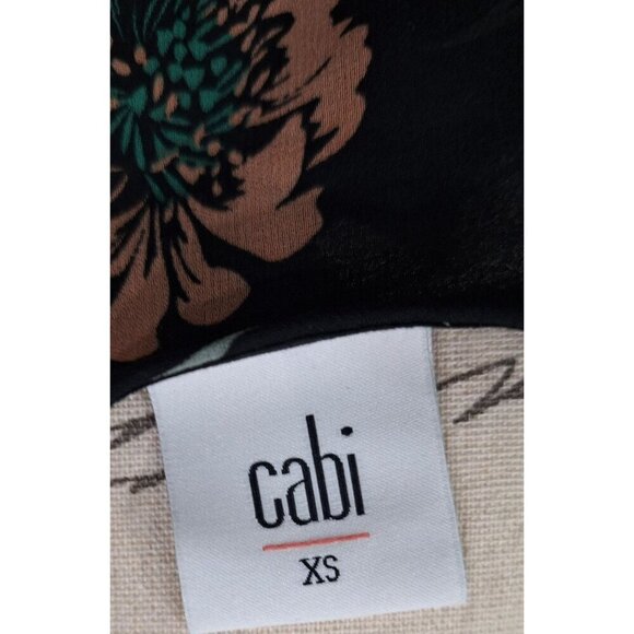 EUC Cabi La Di Da Black Sheer Floral Ruffle-Sleeve Button-Up Blouse/XS - Picture 6 of 7